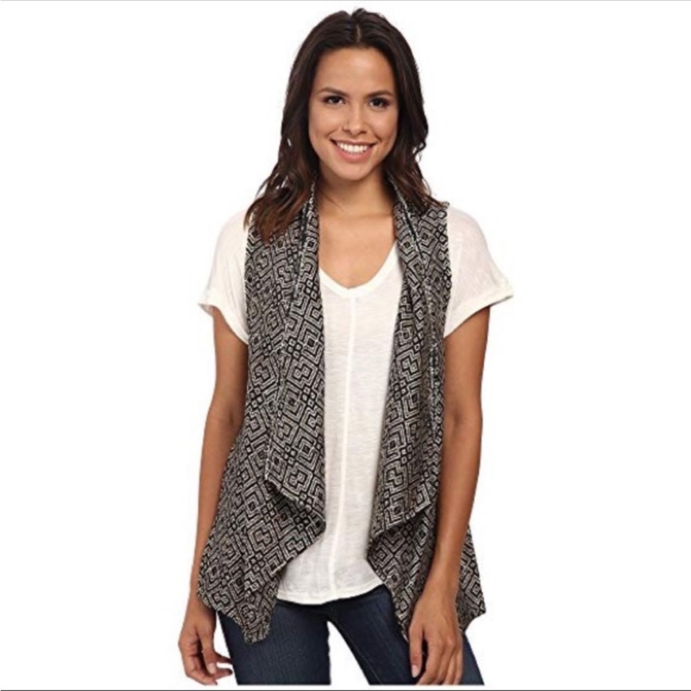 Sanctuary Montana Drape Front Jacquard Fabric Vest Size XS